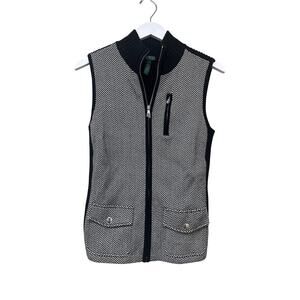 New Ralph Lauren Black White Herringbone Size Medium Closet Staple Vest Layering